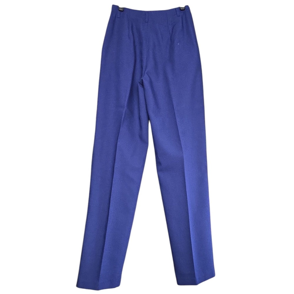 Vtg OSCAR DE LA RENTA Womens Sz 0 Pants‎ Blue Trousers Polyester Blend Pleated